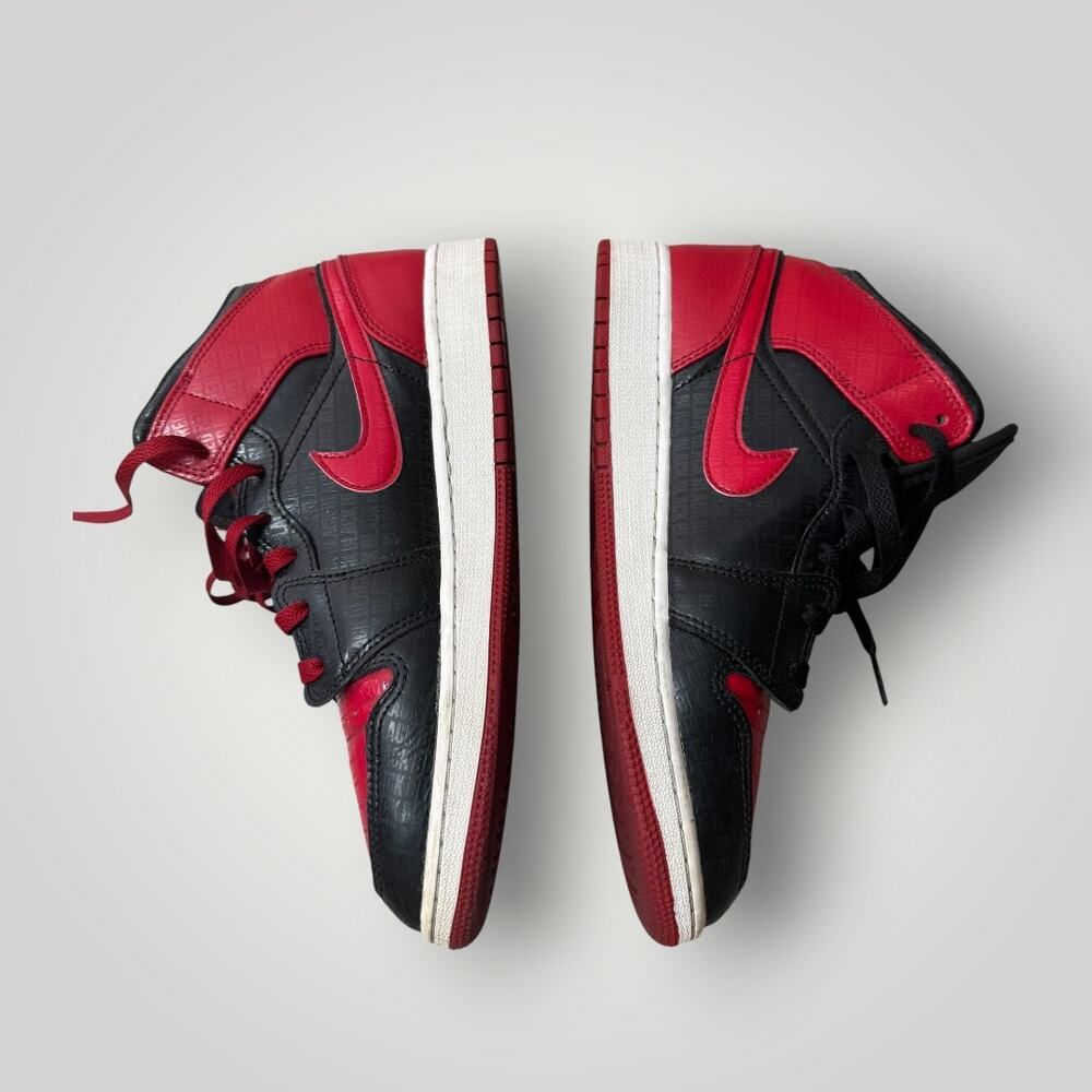 Nike Air Jordan 1 Mid SS "BRED TEXT" Bred DM9650-001 GS SIZE 7Y - Picture 3 of 13